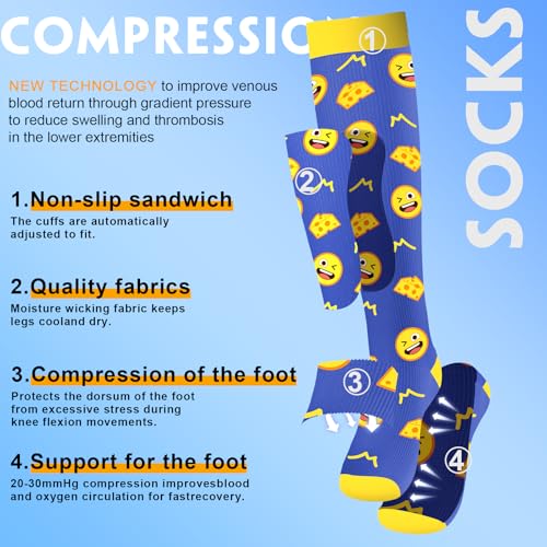 Bropite Large-X-Large Compression Socks for Men & Women 20-30 mmHg Support Knee High Running Travel