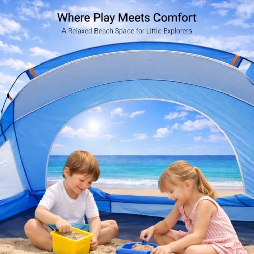 Portable Beach Tent for 1-2 Persons - UPF 50+ UV Protection, Blue