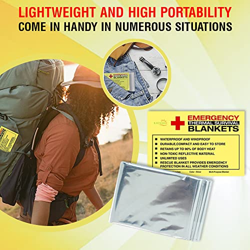 Emergency Thermal Survival Blankets - 84x52, 4 Pack Mylar Sheets