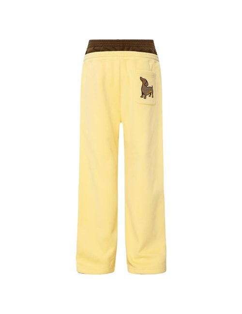 Aelfric Eden Dachshund Baggy Sweatpants Double Waist Wide Leg Sweatpants Unisex Y2k Casual Pants Trousers Yellow