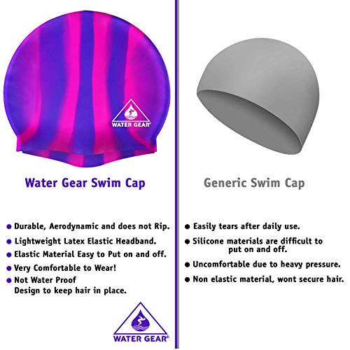 Silicone Swim Cap - Comfortable & Durable - Pink/Blue