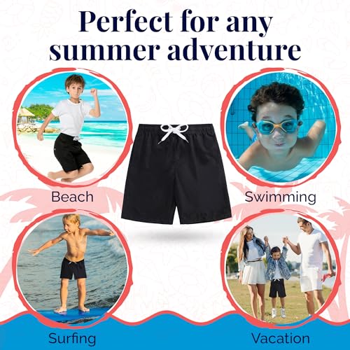 SIX ISLANDS Boys Swim Trunks 14-16 Years Quick-Dry Black Sunny Shoreline
