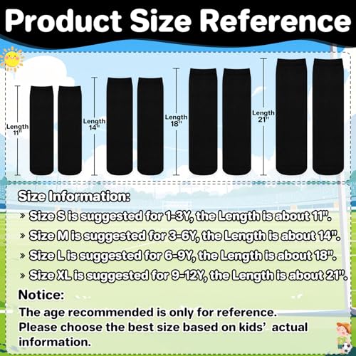 Kids Soccer Socks - Toddler & Youth Baseball Socks - Pure Black - 3-6 Years
