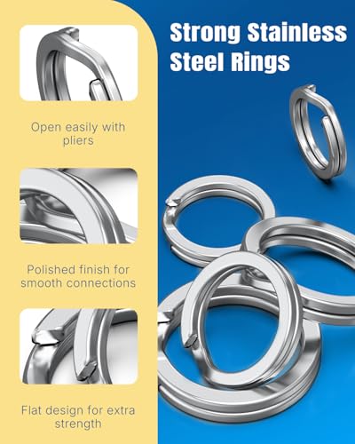 250 Pcs Split Rings and Pliers Kit for Fishing - Blue