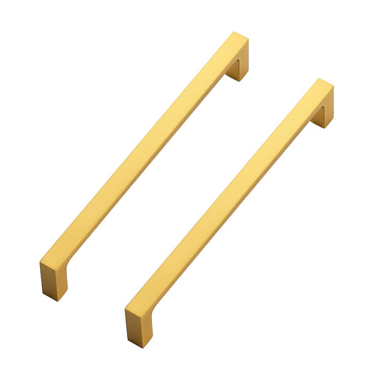 Ravinte 5 Pack Solid 6-1/4 Inch Square Cabinet Handles - Brushed Brass Drawer Pulls - Kitchen Hardware