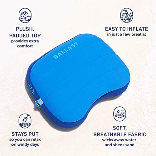 Ballast Beach Pillow - Island Paradise Compact Inflatable Neck Support, Durable & Wind-Resistant