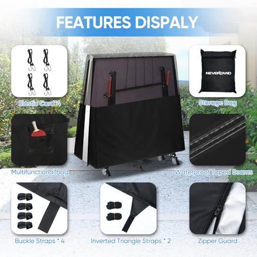 NEVERLAND Black01 Waterproof Outdoor Ping Pong Table Cover - Fits 9x5 ft Tables