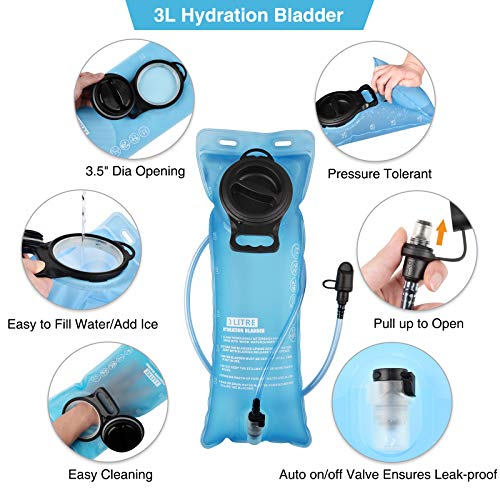 Hydration Backpack with 3L Water Bladder - Black Tactical Pack
