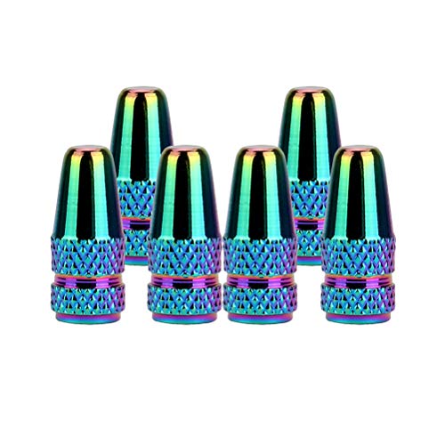 Colorful Presta Bicycle Valve Caps - 6pcs Aluminum Dust Covers