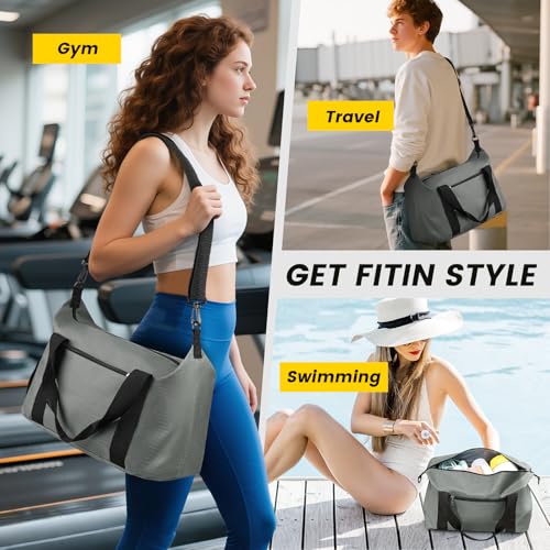 14-Inch Grey Gym Duffle Bag for Travel - Small Size