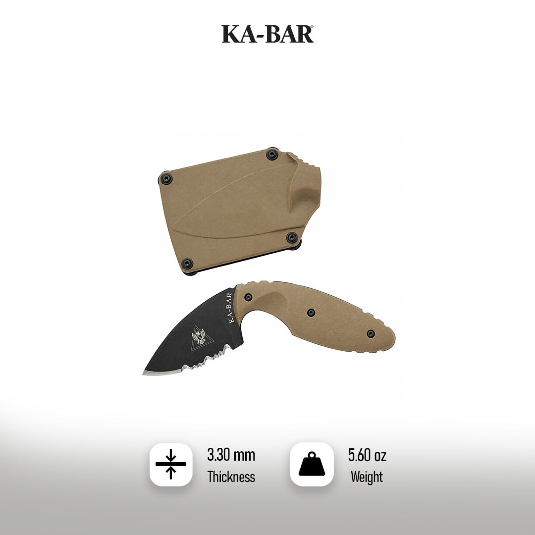 KA-BAR TDI 1477CBCP Small Fixed Blade Knife – Compact Tactical Utility Knife with Coyote Brown Handle & Durable Sheath