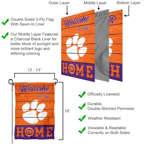 Clemson Tigers Double Sided Garden Yard Flag - Welcome To Our Home Banner