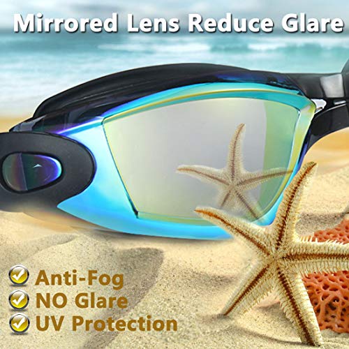 EverSport Swim Goggles Pack of 2 - Anti-Fog, Light Orange & Aqua, Men Women Youth
