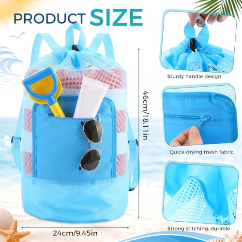 Kinlop 6 Pack Mesh Beach Bags Pastel Colors 18.5 x 9.45 Inches Sand Toy Organizers