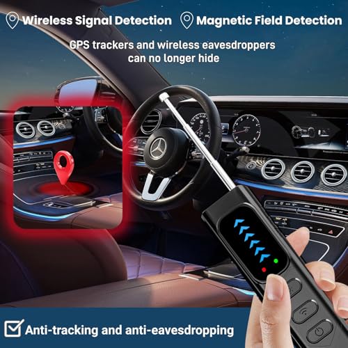 Hidden Camera Detectors,GPS Tracker Detector,Portable Anti-Spying and Bug Sweeper Device,Wireless Signal and RF Scanner,Hidden Camera Finder for Travel,Hotels,Home,Office,Car