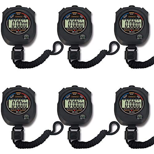Multifunctional Digital Sports Stopwatch - 6 Pack, Waterproof & Shockproof