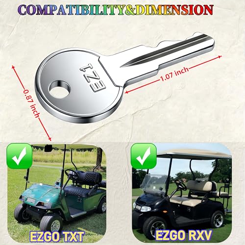 EZGO Golf Cart Ignition Keys - 4PCS Replacement Set for RXV, TXT, & More