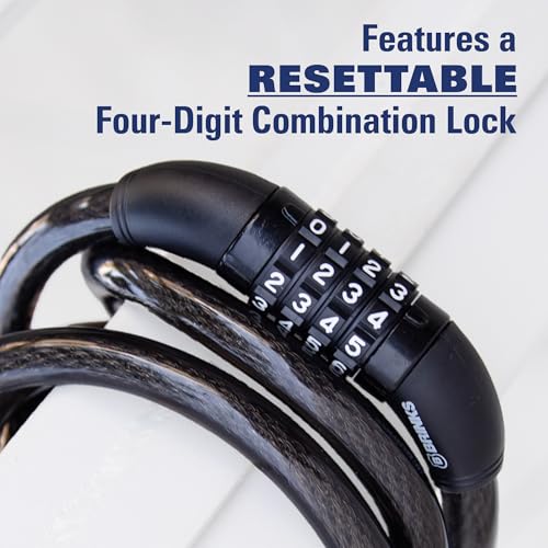 BRINKS 6 ft Outdoor Heavy Duty Bike Lock Cable 2 Pack, Thick, Anti Theft Self-Coiling Design, Resettable 4-Dial Combination, 5/8" Weather-Resistant Vinyl Coating for Bikes