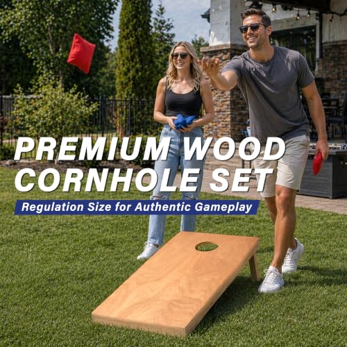 Regulation Size Wooden Cornhole Boards Set - Light Brown Finish - No Bean Bags