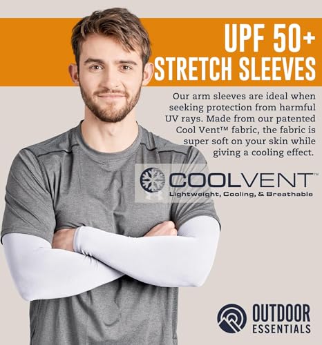 UV Sun Sleeves for Men & Women - 2 Pairs, White | Cooling Arm Sleeves UPF 50+