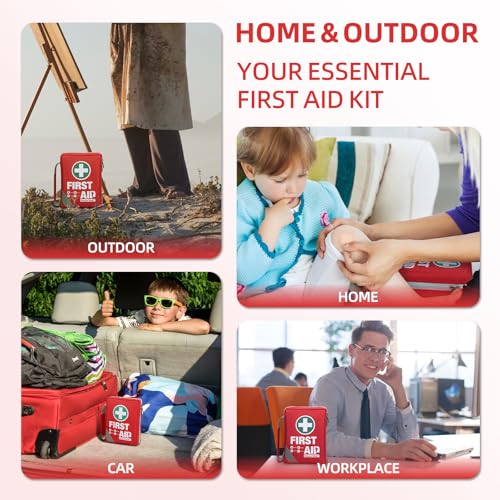 Compact First Aid Kit with 175 Pieces - Reflective Emergency Bag