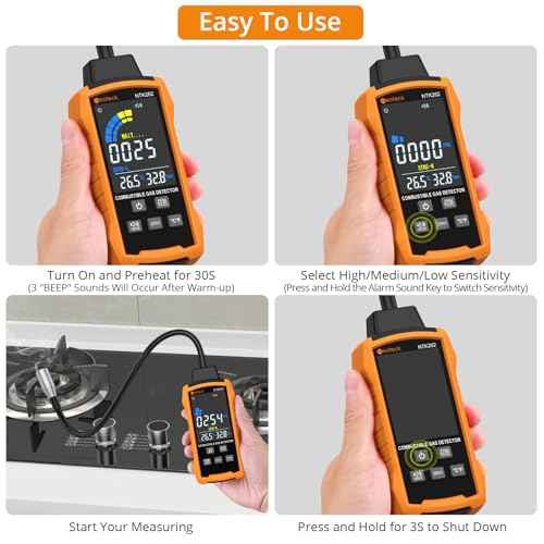 Neoteck Natural Gas Detector 0-9999PPM/0%-20% LEL Gas Leak Detector with 12¡± Gooseneck Combustible Gas Detector with 3 Sensitive Modes Test Methane Propane Gasoline for Gas Pipeline Gas Stove and RV