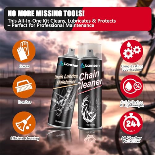 24 Oz Bike Chain Cleaner Kit with Lubricant & Brush - Professional Motorcycle Maintenance