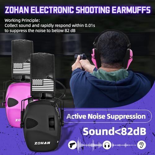 Electronic Shooting Earmuffs with Ambient Sound Amplifier - Black & Purple