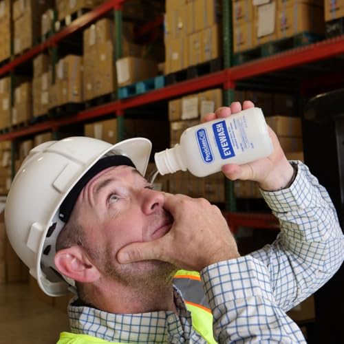 PhysiciansCare Wall-Mountable Eyewash Station with Single Bottle of Eye Wash Solution, 16 oz