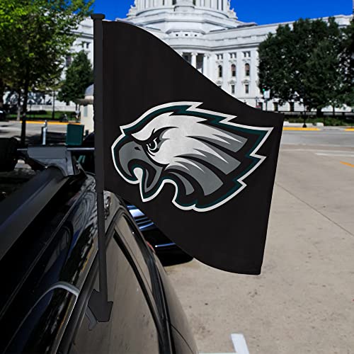 Philadelphia Eagles Double-Sided Car Flag with Pole - 11x15 inches