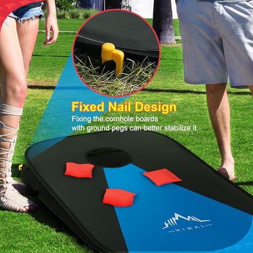 Portable Cornhole Board Set with 8 Toss Bags & Carrying Case - 3x2 Ft