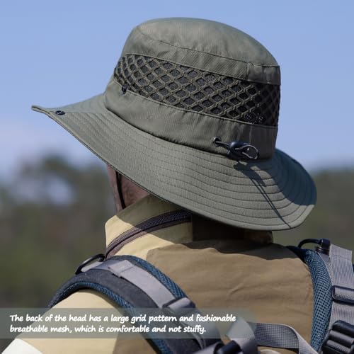 Sireck UPF50+ Fishing Hat Wide Brim Sun Hat One Size Army Green
