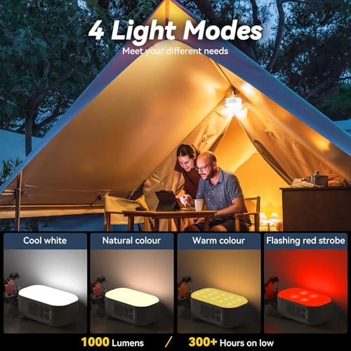 JOYEKY Rechargeable Camping Lantern A - 1000LM LED Tent Light with 4 Modes & Hand-Crank Backup