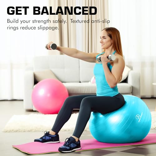 Yoga Ball 65 cm - Anti-Burst Exercise Ball for Pilates & PT Use