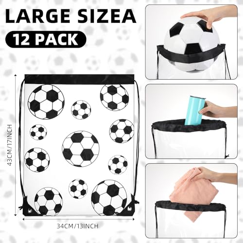 Soccer Style Clear Drawstring Bags Pack – Waterproof Plastic Sports Gift Bags for Soccer Events & Gym