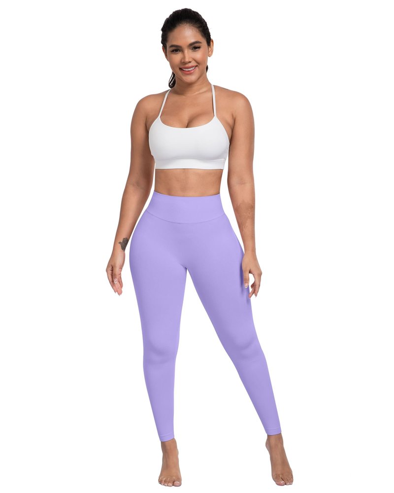 ATHVOTAR Workout Gym Leggings Women, High Waisted Seamless Butt Lifting Scrunch Butt Sports Leggings Black/Pink/Pistachio/Light Purple M
