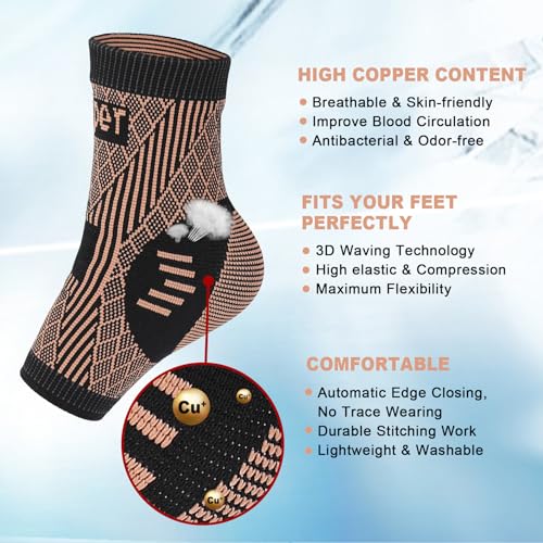 Copper-Infused Ankle Brace Compression Socks - Large