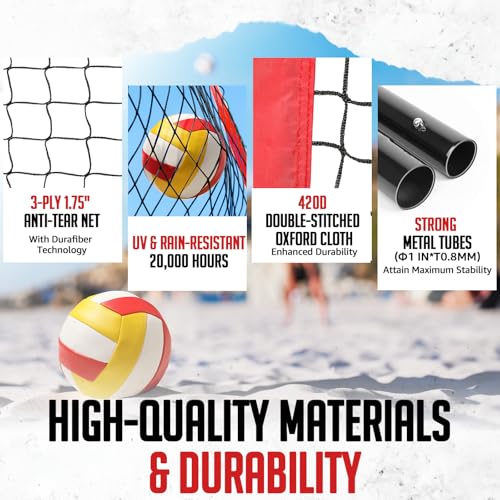 12FT Adjustable Portable Volleyball Net - Freestanding with Carry Bag