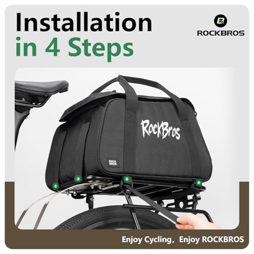 ROCKBROS 12L Bicycle Rear Rack Bag with Reflective Strips & Quick Install