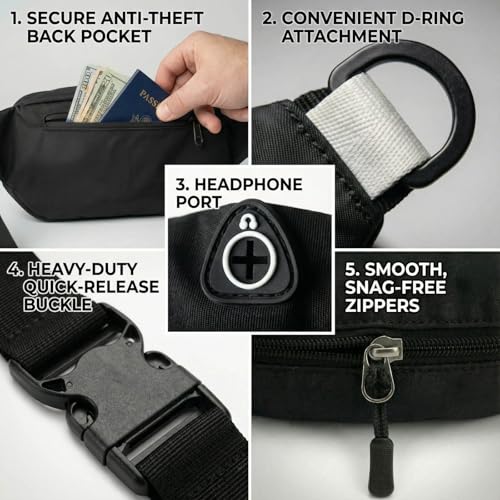 Black Fanny Packs Bulk 10 Pack for Men Women Crossbody Waist Bags - Pinklue