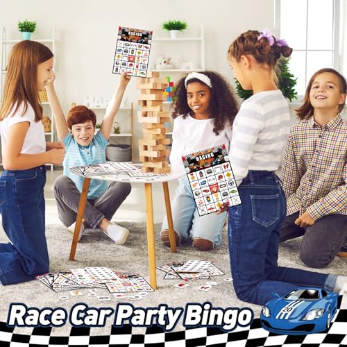 Shappy Race Car Bingo Game Set for Adults & Kids - 35 Pcs Racing Party Fun