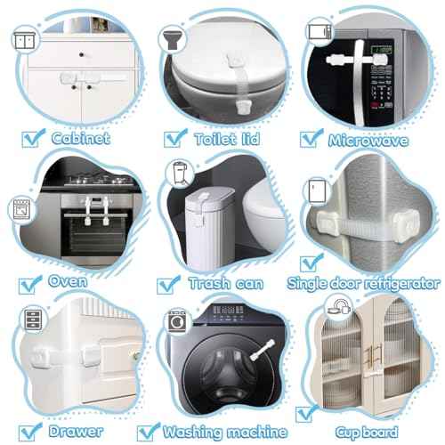 8-Pack Cabinet Locks Baby Proofing - Syican Child Proof Drawer Locks, Multi-Purpose for Drawers, Fridge, Toilet Seat, Trash Can, Ideal Stocking Stuffers, White