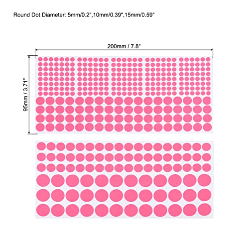 MECCANIXITY Glow in The Dark Tape Dots,0.2" 0.4" 0.6" 407 Dots Sticker Pink for Walls Parties Marking Decorations