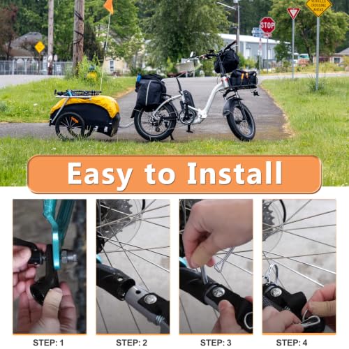 Bicycle Trailer Hitch Connector Coupler - Black Adapter for Kids & Pets