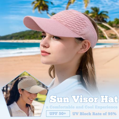 Wide Brim Sun Visor Hat with UV Protection - Black