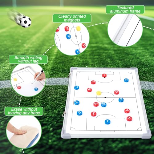 Soccer Coaching Board - 24" x 18" Double-Sided Magnetic Whiteboard with Kit