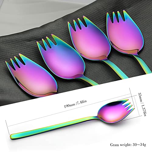 Rainbow Spork Set - 4-Pack Colorful 18/10 Stainless Steel Sporks