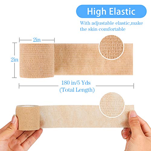12 Pack Self Adherent Cohesive Wrap Bandages - 2 Inch x 5 Yards