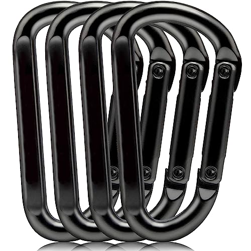 Heavy Duty Carabiner Clips - 4pcs Iron D-Ring Keychain Hooks for Outdoor Gear