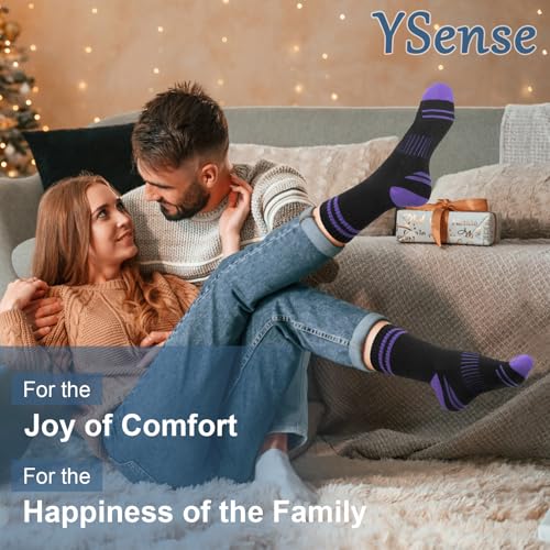 Compression Crew Socks for Women - 6 Pairs, White & Black
